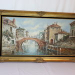 Large Gold Framed Oil " Canals Of Venice " Signed S. Dohanes
