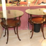 Pair Of Carved Wood With Glass Top Side Tables