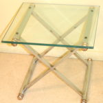 Set Of Contemporary Glass Metal Frame Tables