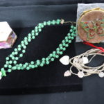 Assorted Lot Of Women's Jewelry; Butterfly Compact, Earrings Stretch Bracelets And Beaded Necklace