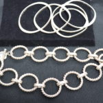 Lot Of 5 Sterling Silver Oval Bangle Bracelets And Sterling Necklace