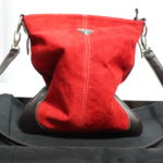 Prada: Red And Black Leather Leather Prada Purse