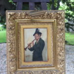 Antique Painting Of Clarinet Artist In Gold Leaf Frame Signed Ernst Muller