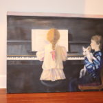 Signed Painting On Canvas Of Girl Playing Piano By E. Zubov