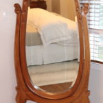Large Tilting French Provincial Style Wood Mirror With Beveled Glass