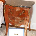 Quality Antique Inlaid French Provincial Nightstands With Marble Top