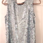 Silver Sequin Sleeveless Top, Tank Top By DKNY Size Large