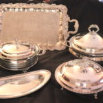 Silverplate Plate Casserole Dishes With Pyrex Insert And Silverplate Trays