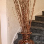 Large Decorative Cheetah Print Ceramic Vase With Faux Willow Plants