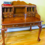 Beautiful Carved Wood Desk With Inlay Top And Claw Feet
