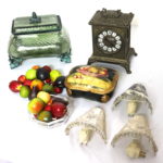 Lot Of Assorted Decorative Items Includes Mantle Clock And Large Glass Trinket Box