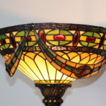Large Tiffany Style Floor Lamp With Wood Post, Dimmer And Foot Switch By Kaoyi