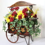 Tall Decorative Wood And Metal Flower & Plant Cart