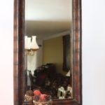 Decorative Wood Mirror With Carved Top And Decorative Metal Baskets