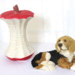 Large Decorative Apple Core And Fur Beagle Dog Made With Goat Fur