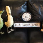 Decorative Carved Wood Ducks And Chateau Estephe Clock