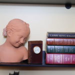 Terracotta Female Bust With Books, Mark Twain, Poe, Bronte, And Larry King