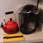 Keurig Single Cup Coffee Maker With Red Tea Kettle