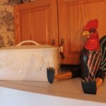 Ceramic Bread Box With Hand Painted Wood Rooster