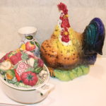 Decorative Soup Tureens With Bullock's Vase Including Rooster Piece By Entrada Italy