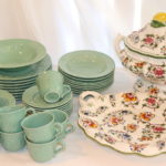 Green Savoir Vivre Fruit Promenade China Set With Capodimonte Floral Pattern Soup Tureen And Platter