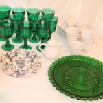 Lot Of Green Emerald Sorbet Glasses With Savoir Vivre Saucer And Cup Set