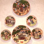Decorative Ceramic Plate Set Village Farmers