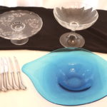 Beautiful Blue Glass Dish And Stainless Steel Steak Knife Set By Godinger