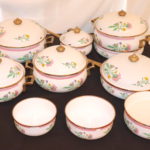 Floral Pattern Porcelain Enamel Pot Set By Tabletops Unlimited Dar Collection Assorted Sizes