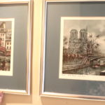 Pair Of Paris Inspired Framed Prints By Maurice Legendre Moulin Rouge & Notre Dame