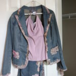 Women's Jean Jacket Size 42/12 And Pants Size 40/8 By Lili Nucci With Blouse