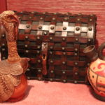 Lot Of Decorative Items Including Treasure Chest, Ceramic Pottery, Leather Turkey