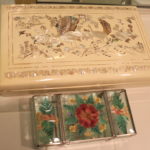 Mother Of Pearl Decorative Jewelry Box With Peacocks And Floral Glass Trinket Box