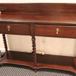 Wood Credenza With Turned Legs, 2 Drawers And Platform