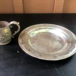 Towle Sterling Plate & Small Sterling Handled Cup With Floral Design