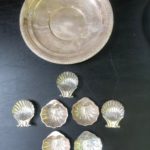Sterling Plate, 4 Sterling Footed Shell Ashtrays And 3 Sterling Shell Tea Caddies