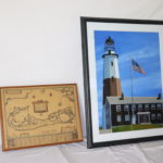 Montauk Lighthouse Painting And Vintage Map