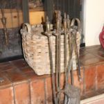 Fireplace Tool Set With Vintage Woven Basket