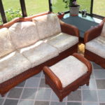 Set Of Wicker SunRoom Furniture With Cushions Includes Sofa, Chair & Ottoman