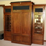 3 Piece Ethan Allen Cherry Wood Entertainment Unit With Cabinets And Drawers