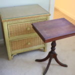 Wicker Night Stand With 2 Drawers With Vintage Wood End Table