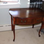 Vintage Mahogany Occasional Table With Queen Anne Style Legs And 2 Drawers