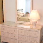 Wicker Dresser with Matching Mirror and Lamp