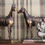 Pair Of Solid Brass Horse Statues 10" Tall