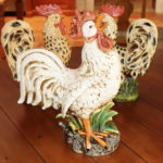 Decorative Roosters Shows Some Chipping