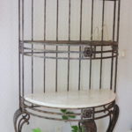 Large Decorative Metal Bakers Rack With Stone Top