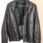 Marsh's Black Leather Jacket With Diamond Pressed Collar Size 38
