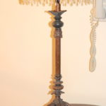 Decorative Metal Table Lamp With Shade On Marble Base