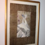Large Crane Bird Print In Gold Frame