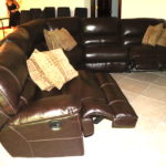 Large Brown 5 Piece Sectional Sofa With Reclining Ends, Very Good Condition